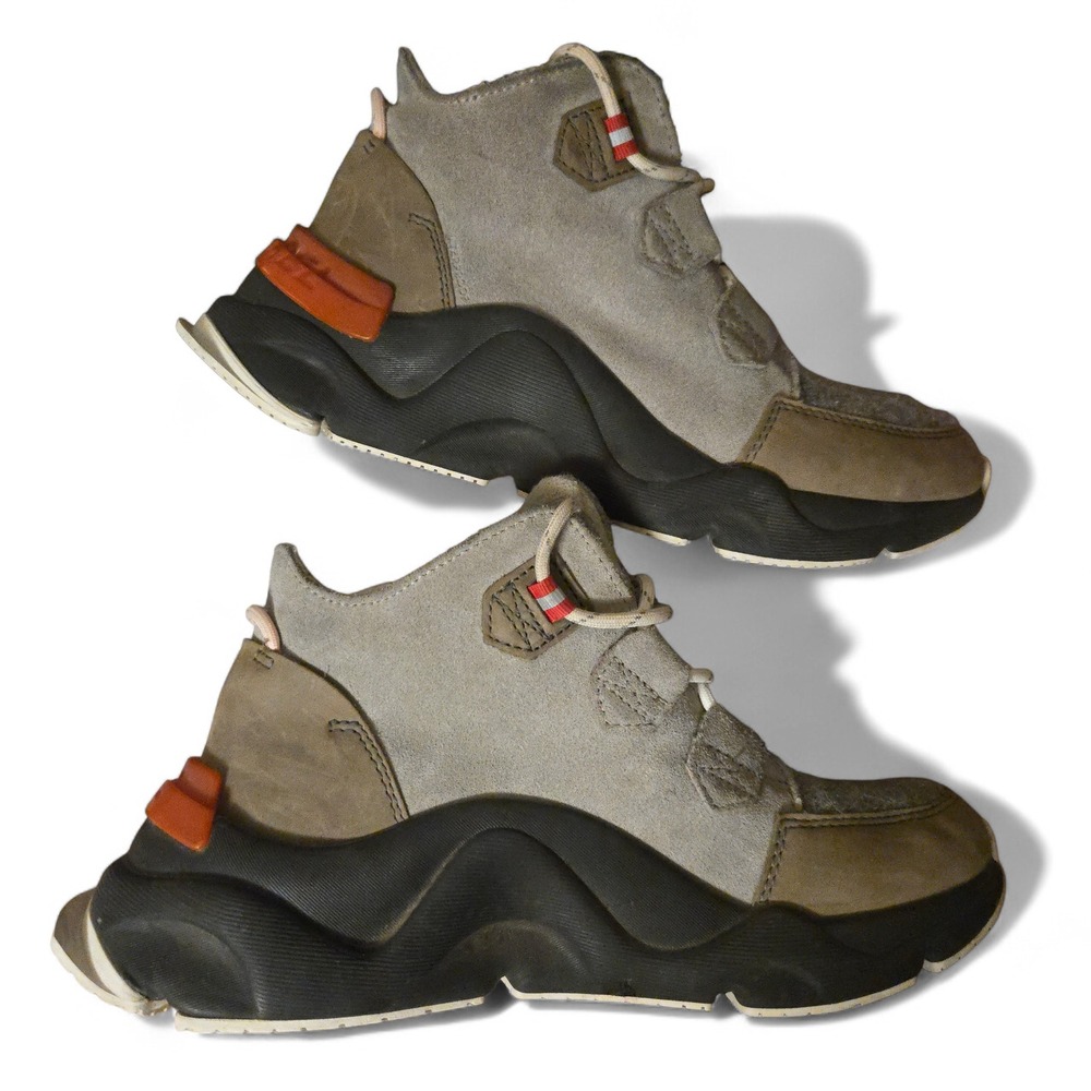 Sorel Kinetic Womens 7 Boots Grey Felt Waterproof Suede Chunky Sole‎ NL4398-395